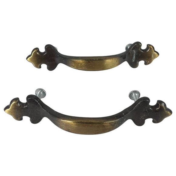 Set Of 8 Vintage Brass & Black Drawer Pulls Cabinet Handle Cupboard 4 3/4” - Picture 3 of 6